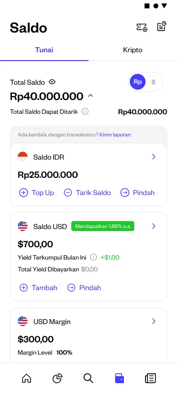 Tampilan wallet lama pluang
