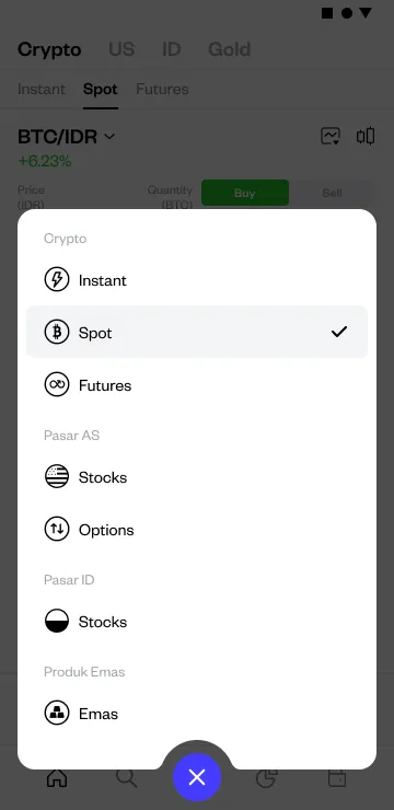 Trade page baru di navigation bar pluang