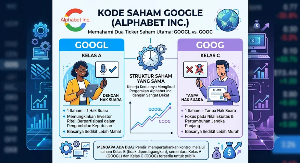 Apa Kode Saham Google? Ticker GOOGL vs GOOG dan Cara Beli dari Indonesia 2026