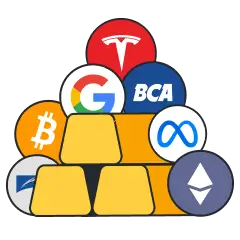 Ilustrasi platform Pluang - investasi kripto, saham, dan emas