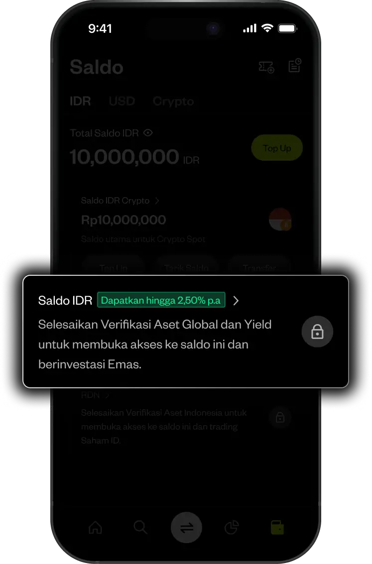 Selesaikan Verifikasi Aset Global untuk mengakses Saldo IDR