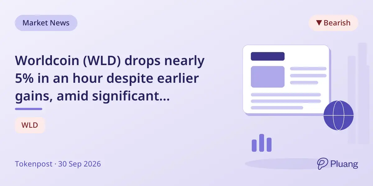Worldcoin (WLD) drops nearly 5% in an hour despite earlier gains, amid significant liquidations.