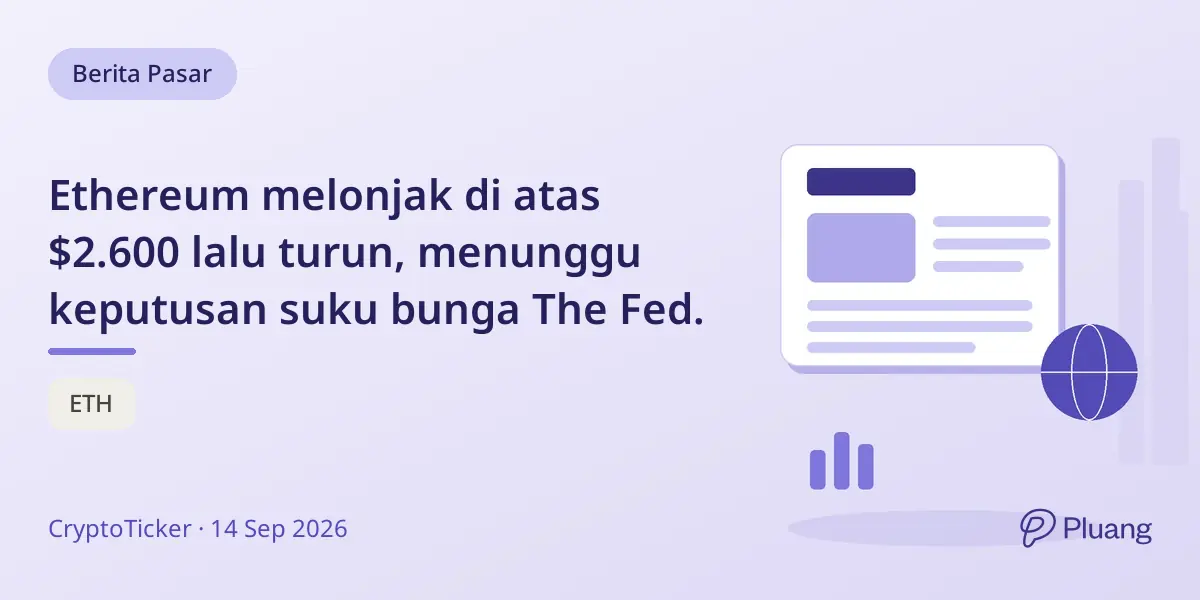 Ethereum melonjak di atas $2.600 lalu turun, menunggu keputusan suku bunga The Fed.
