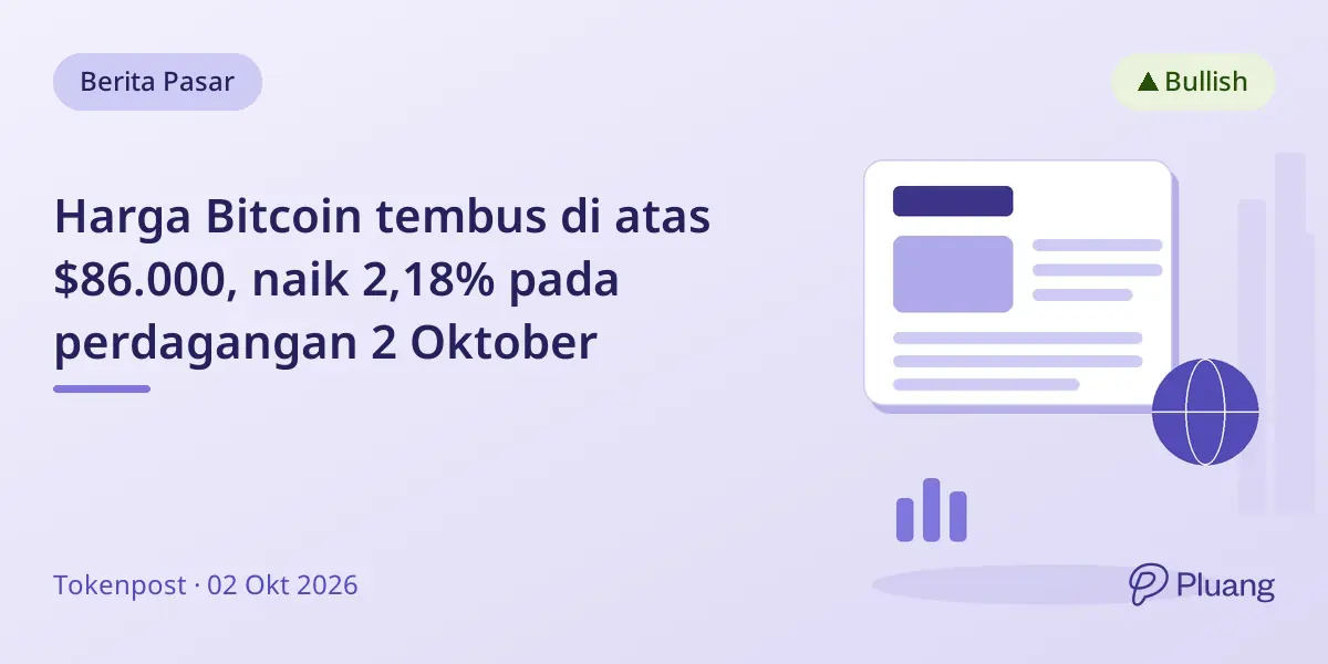 Harga Bitcoin tembus di atas $86.000, naik 2,18% pada perdagangan 2 Oktober