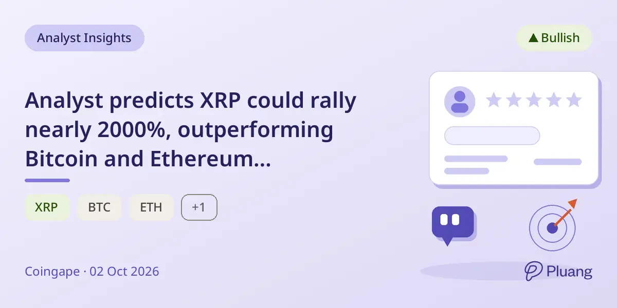 Analyst predicts XRP could rally nearly 2000%, outperforming Bitcoin and Ethereum long-term.