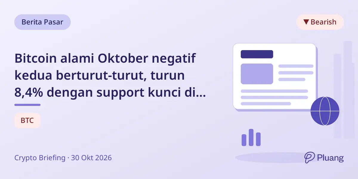 Bitcoin alami Oktober negatif kedua berturut-turut, turun 8,4% dengan support kunci di sekitar $76.000