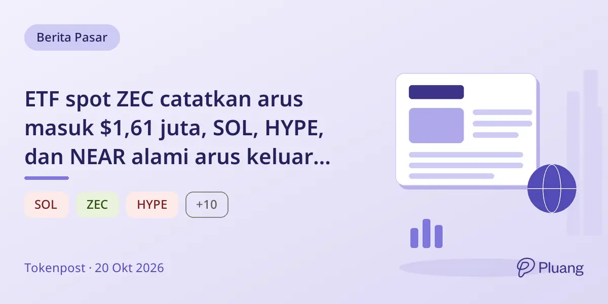 ETF spot ZEC catatkan arus masuk $1,61 juta, SOL, HYPE, dan NEAR alami arus keluar pada 20 Okt.
