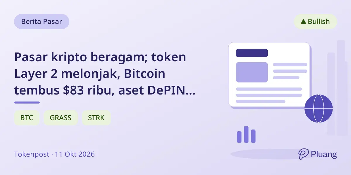 Pasar kripto beragam; token Layer 2 melonjak, Bitcoin tembus $83 ribu, aset DePIN naik
