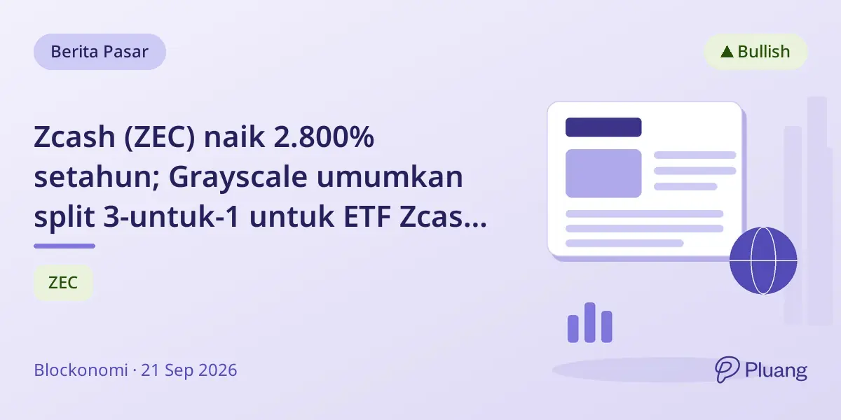 Zcash (ZEC) naik 2.800% setahun; Grayscale umumkan split 3-untuk-1 untuk ETF Zcash dengan arus dana kuat.