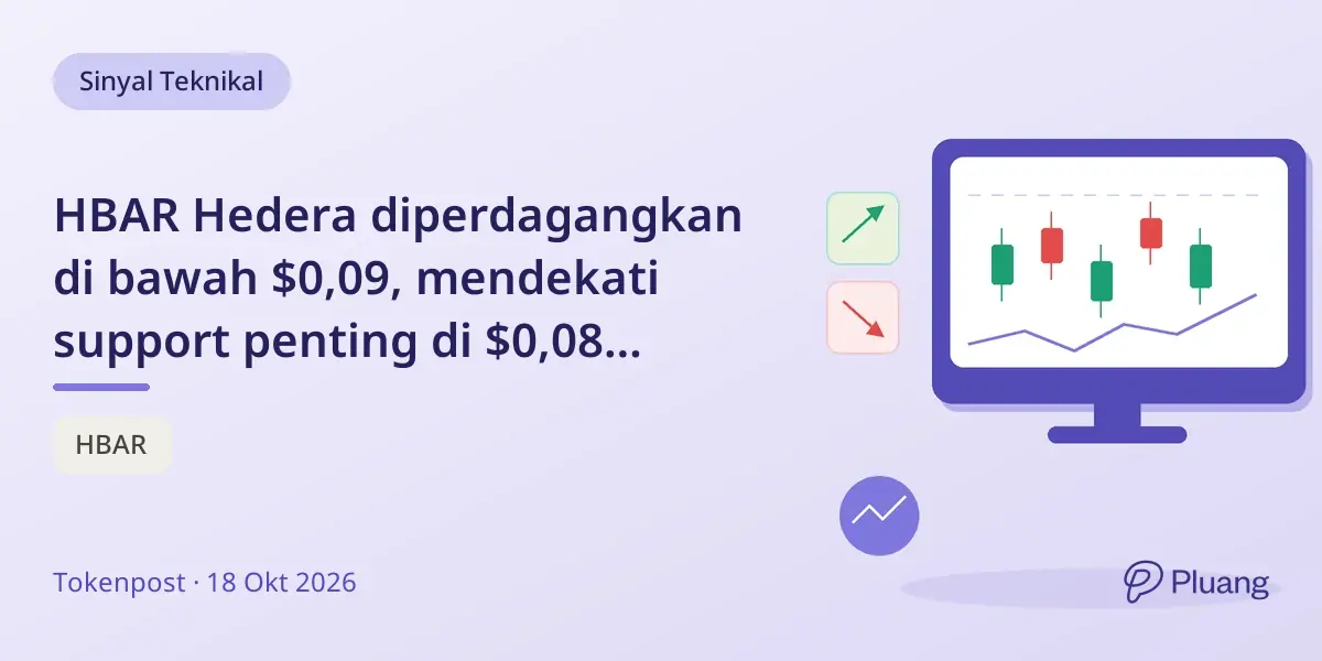 HBAR Hedera diperdagangkan di bawah $0,09, mendekati support penting di $0,08 dengan sinyal teknikal campuran.