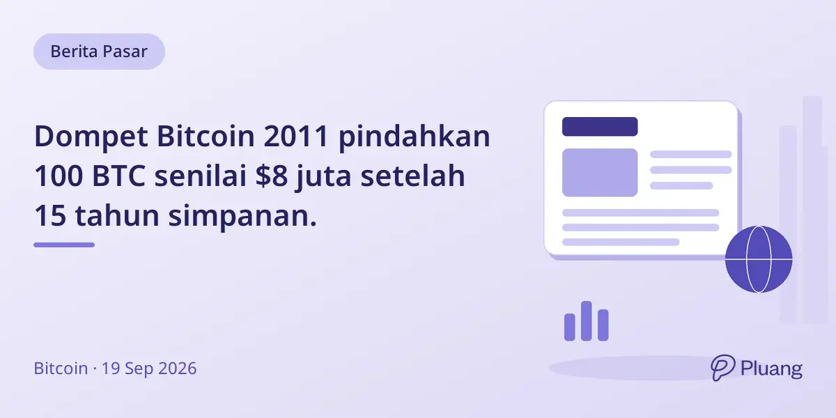 Dompet Bitcoin 2011 pindahkan 100 BTC senilai $8 juta setelah 15 tahun simpanan.