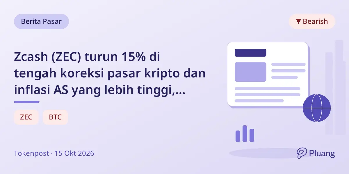 Zcash (ZEC) turun 15% di tengah koreksi pasar kripto dan inflasi AS yang lebih tinggi, diperdagangkan di bawah $1.100.