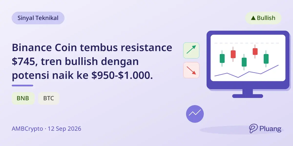 Binance Coin tembus resistance $745, tren bullish dengan potensi naik ke $950-$1.000.