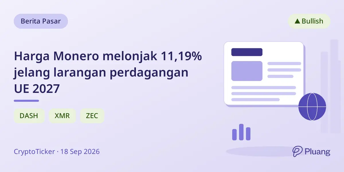 Harga Monero melonjak 11,19% jelang larangan perdagangan UE 2027