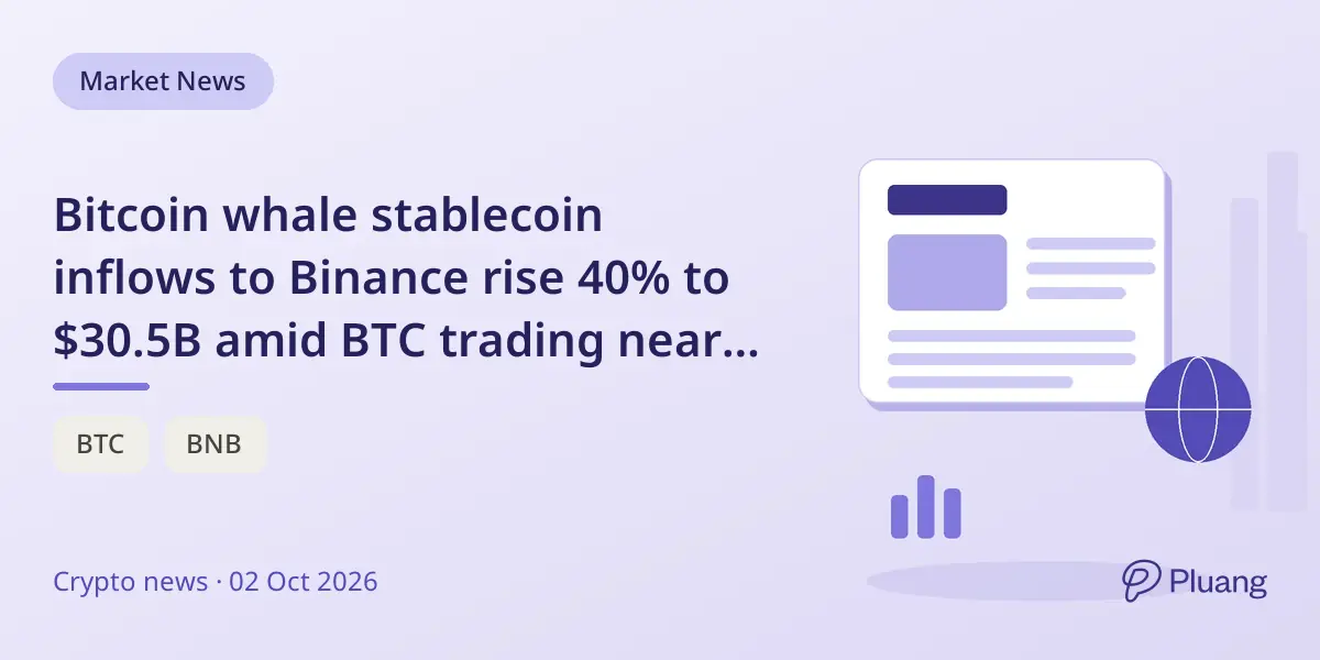 Bitcoin whale stablecoin inflows to Binance rise 40% to $30.5B amid BTC trading near $84,700