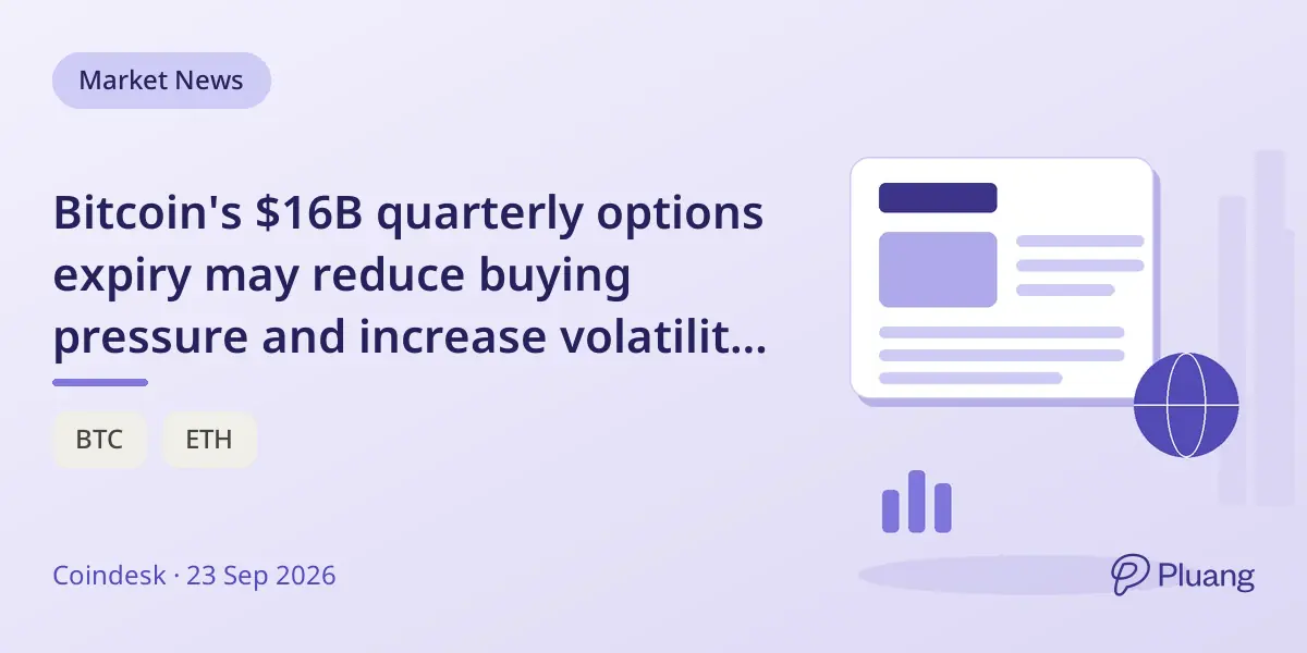 Bitcoin's $16B quarterly options expiry may reduce buying pressure and increase volatility after Friday settlement.