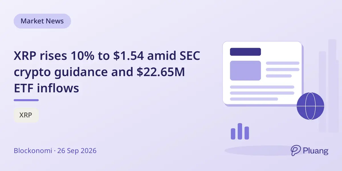 XRP rises 10% to $1.54 amid SEC crypto guidance and $22.65M ETF inflows