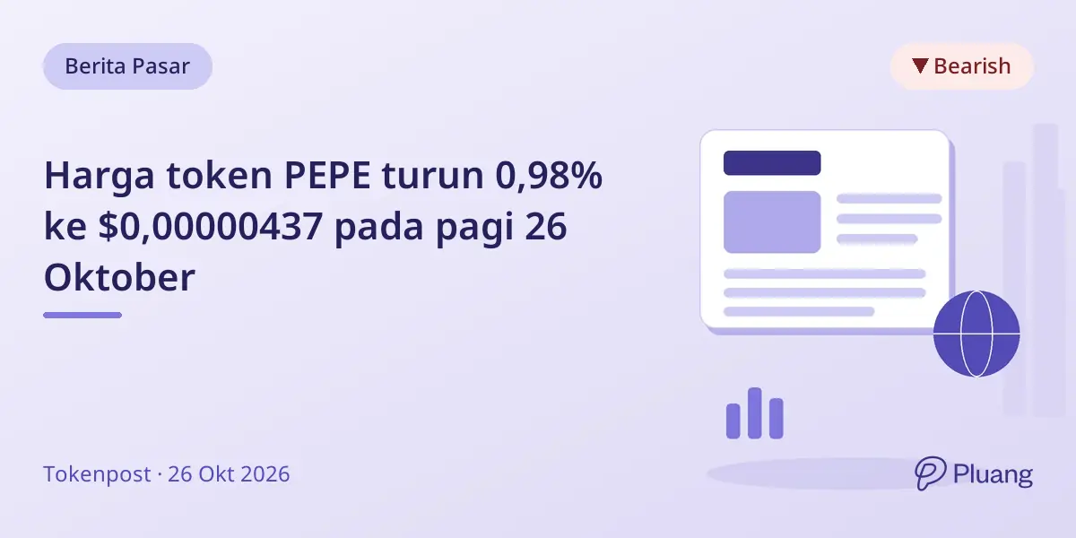 Harga token PEPE turun 0,98% ke $0,00000437 pada pagi 26 Oktober