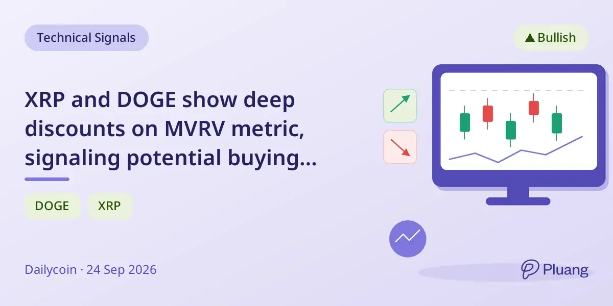 XRP and DOGE show deep discounts on MVRV metric, signaling potential buying opportunities.