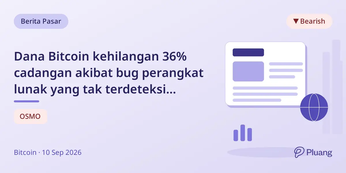 Dana Bitcoin kehilangan 36% cadangan akibat bug perangkat lunak yang tak terdeteksi selama 74 hari