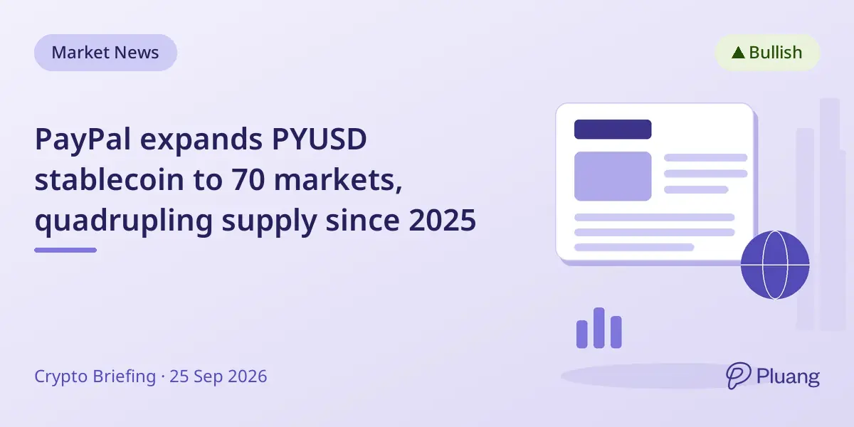 PayPal expands PYUSD stablecoin to 70 markets, quadrupling supply since 2025