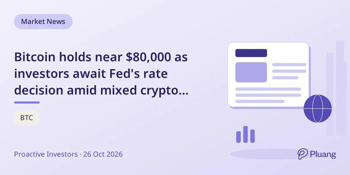 Bitcoin holds near $80,000 as investors await Fed's rate decision amid mixed crypto sentiment.