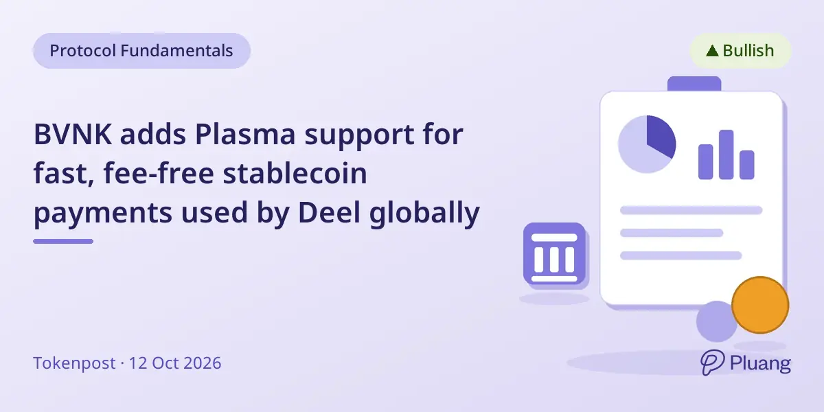 BVNK adds Plasma support for fast, fee-free stablecoin payments used by Deel globally