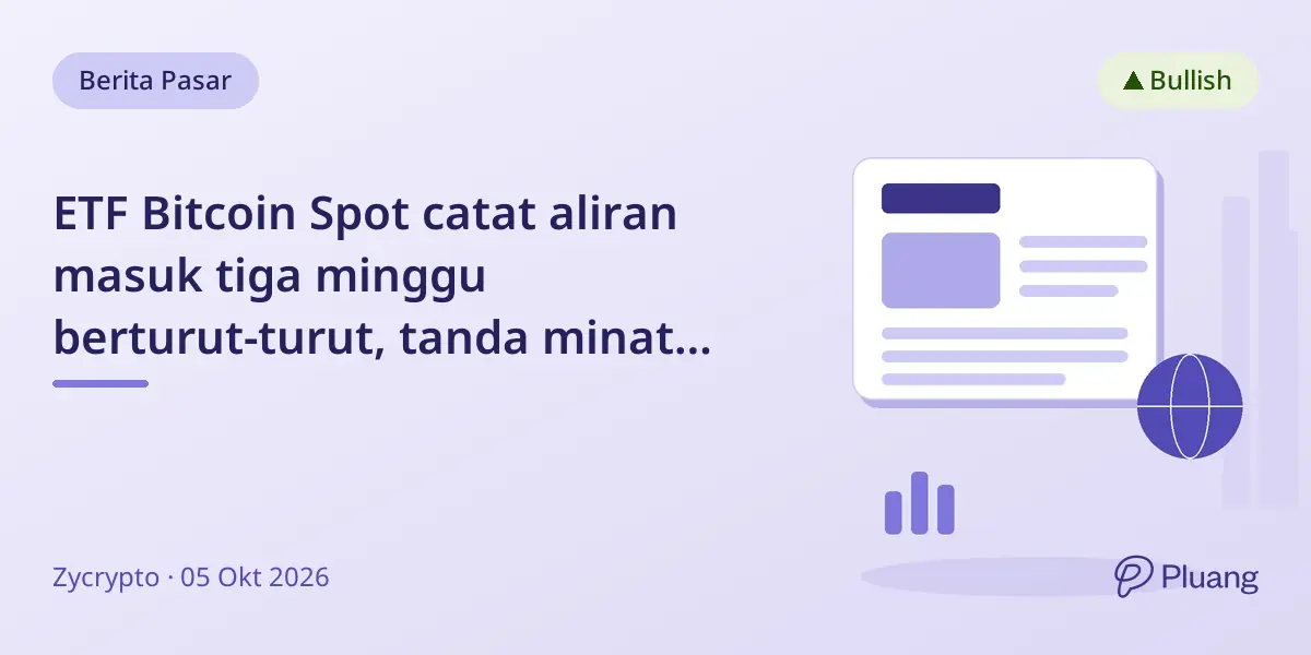 ETF Bitcoin Spot catat aliran masuk tiga minggu berturut-turut, tanda minat institusional naik.