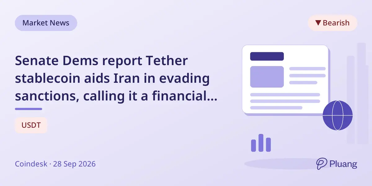 Senate Dems report Tether stablecoin aids Iran in evading sanctions, calling it a financial lifeline for the regime.