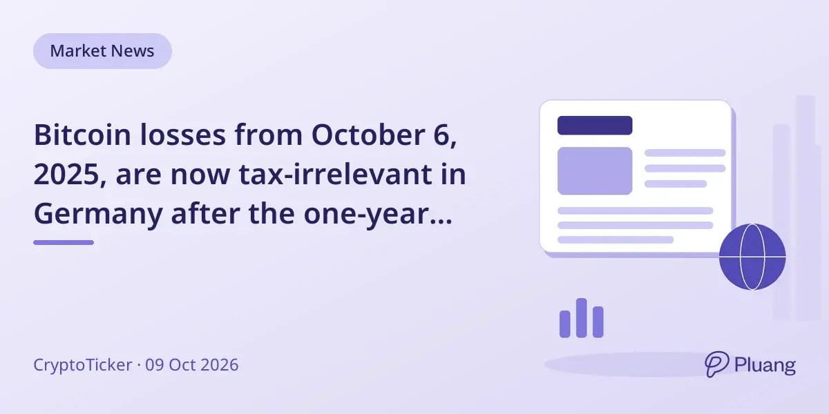 Bitcoin losses from October 6, 2025, are now tax-irrelevant in Germany after the one-year holding period expired.