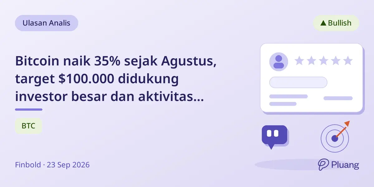 Bitcoin naik 35% sejak Agustus, target $100.000 didukung investor besar dan aktivitas ETF.