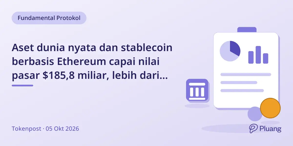 Aset dunia nyata dan stablecoin berbasis Ethereum capai nilai pasar $185,8 miliar, lebih dari separuh total $349,2 miliar.