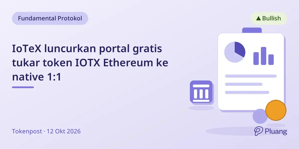 IoTeX luncurkan portal gratis tukar token IOTX Ethereum ke native 1:1
