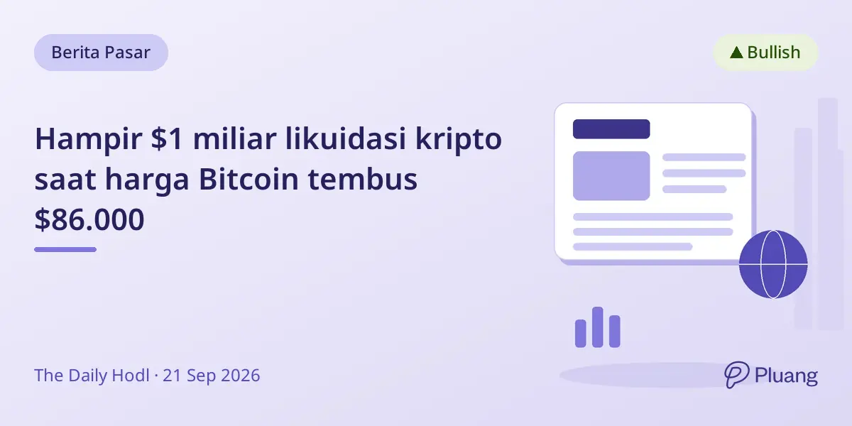 Hampir $1 miliar likuidasi kripto saat harga Bitcoin tembus $86.000