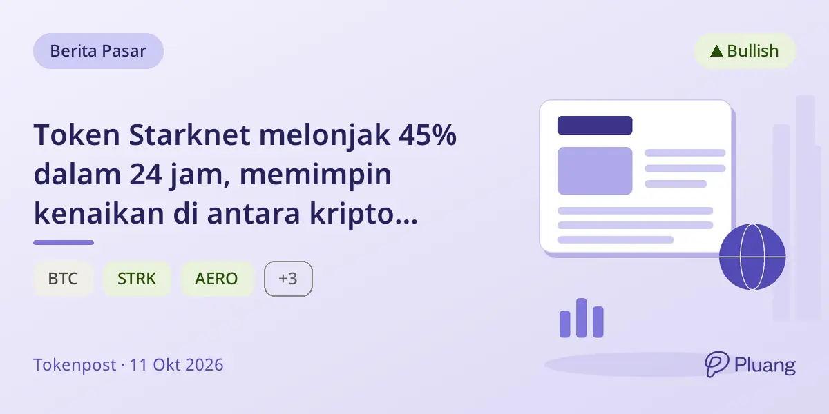 Token Starknet melonjak 45% dalam 24 jam, memimpin kenaikan di antara kripto utama.