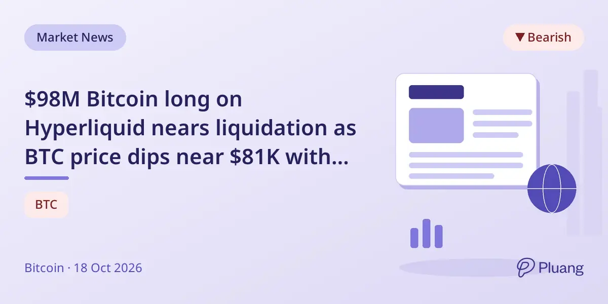 $98M Bitcoin long on Hyperliquid nears liquidation as BTC price dips near $81K with 40x leverage risk.