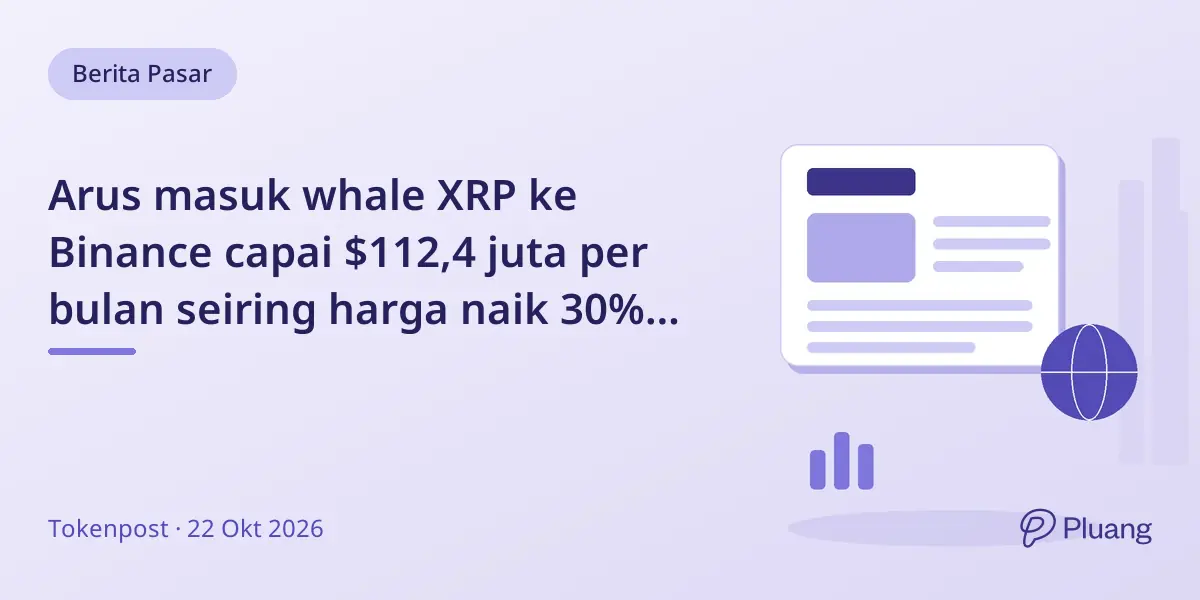 Arus masuk whale XRP ke Binance capai $112,4 juta per bulan seiring harga naik 30% sejak Agustus