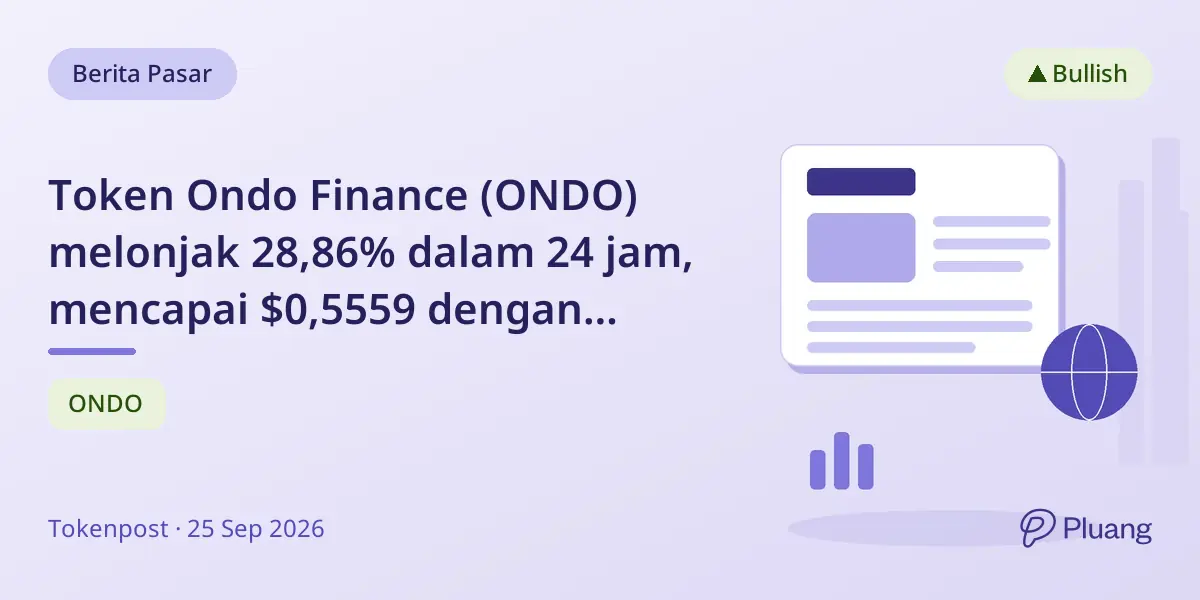 Token Ondo Finance (ONDO) melonjak 28,86% dalam 24 jam, mencapai $0,5559 dengan likuidasi short besar-besaran.