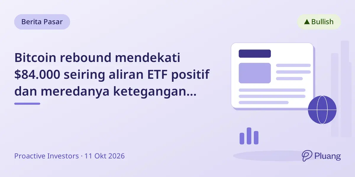 Bitcoin rebound mendekati $84.000 seiring aliran ETF positif dan meredanya ketegangan geopolitik.