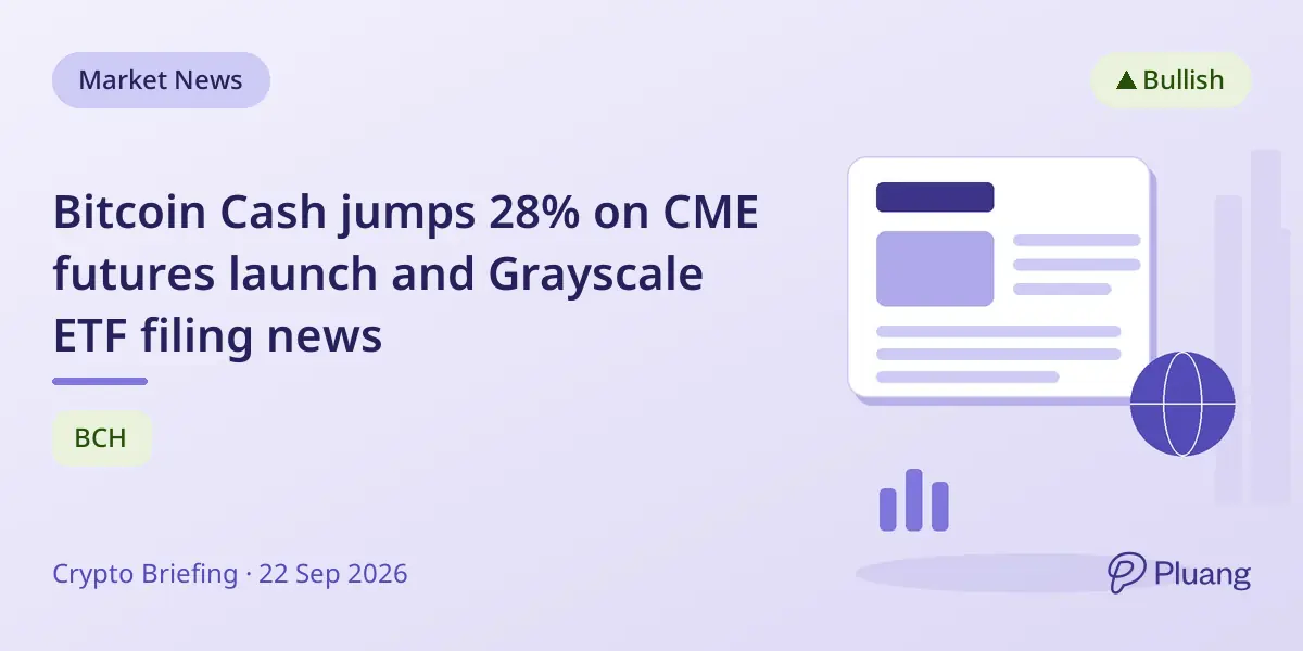 Bitcoin Cash jumps 28% on CME futures launch and Grayscale ETF filing news