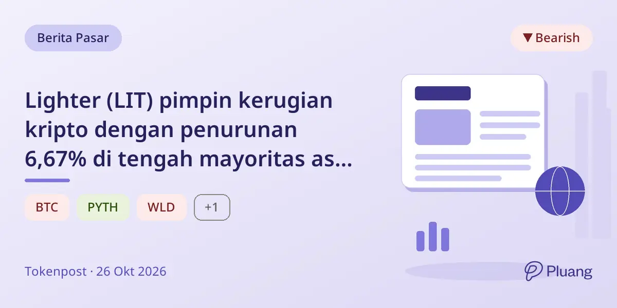 Lighter (LIT) pimpin kerugian kripto dengan penurunan 6,67% di tengah mayoritas aset turun