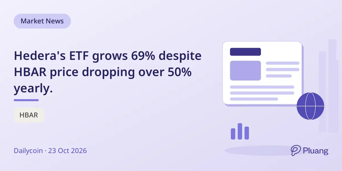 Hedera's ETF grows 69% despite HBAR price dropping over 50% yearly.
