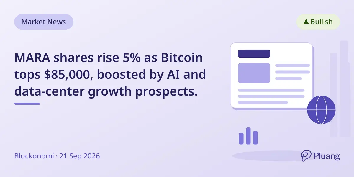 MARA shares rise 5% as Bitcoin tops $85,000, boosted by AI and data-center growth prospects.