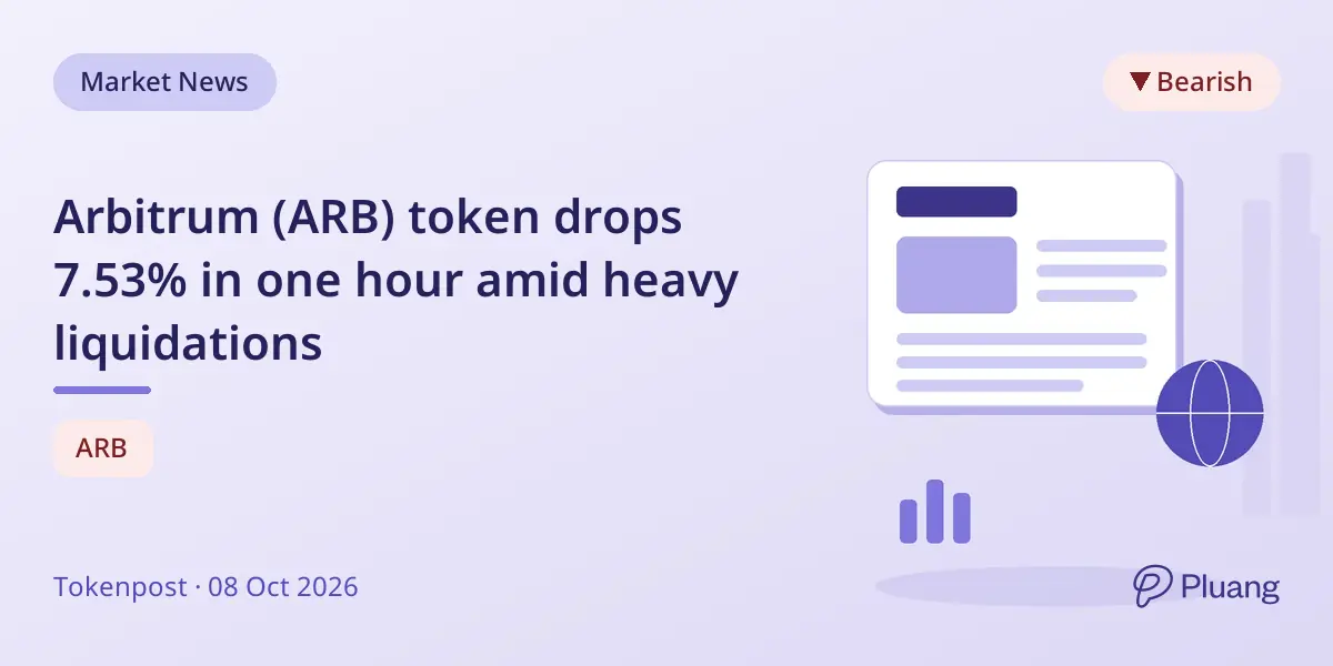 Arbitrum (ARB) token drops 7.53% in one hour amid heavy liquidations