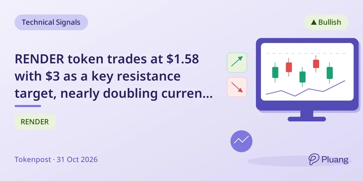 RENDER token trades at $1.58 with $3 as a key resistance target, nearly doubling current price.
