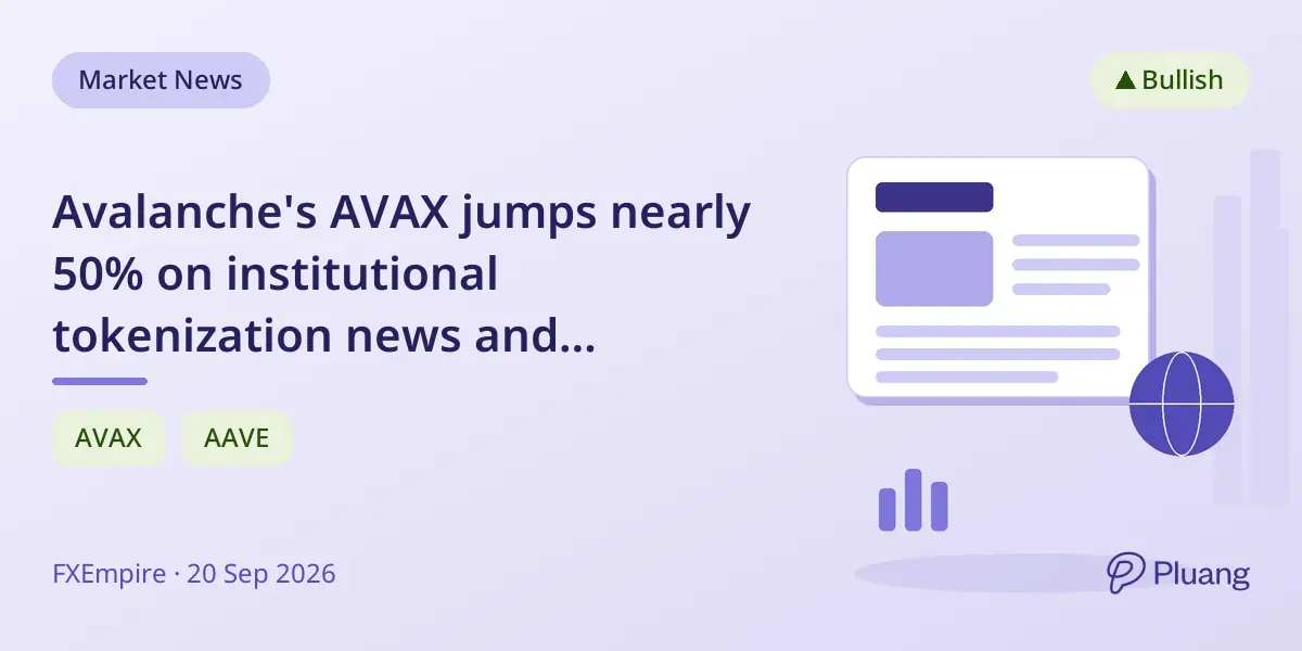 Avalanche's AVAX jumps nearly 50% on institutional tokenization news and upcoming network upgrade.