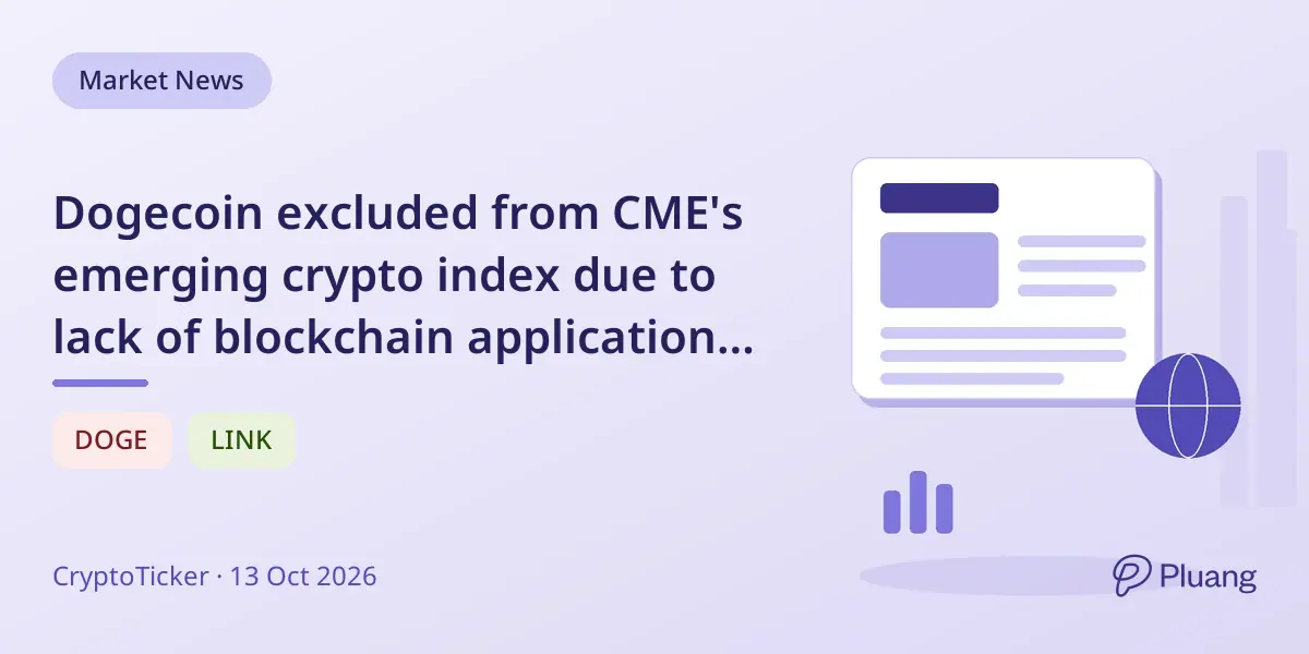 Dogecoin excluded from CME's emerging crypto index due to lack of blockchain applications, despite higher market cap than Chainlink.