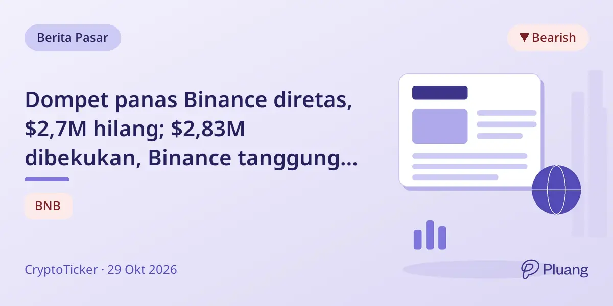 Dompet panas Binance diretas, $2,7M hilang; $2,83M dibekukan, Binance tanggung rugi