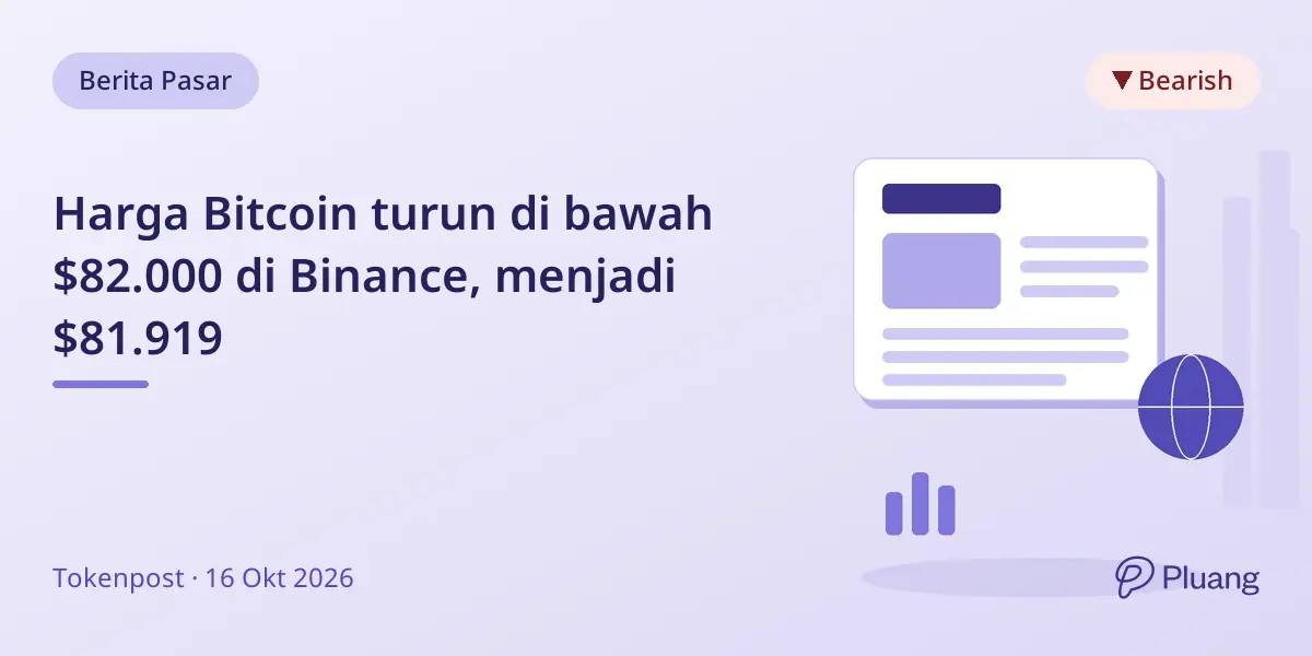 Harga Bitcoin turun di bawah $82.000 di Binance, menjadi $81.919