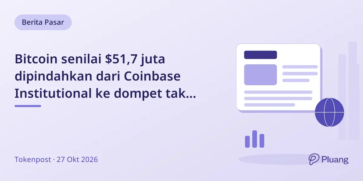 Bitcoin senilai $51,7 juta dipindahkan dari Coinbase Institutional ke dompet tak dikenal